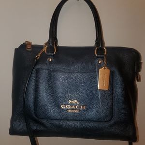 Coach Metallic Denim Exotic Trim Emma Satchel F38054